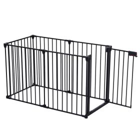 150 Adjustable Safety Gate 6 Panels Play Yard Metal Doorways Fireplace Fence Christmas Tree Fence G (Color: Black) 150 Adjustable Safety Gate 6 Panels Play Yard Metal Doorways Fireplace Fence Christmas Tree Fence G (Color: Black)